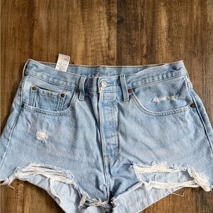 Levi's Light Blue Distressed Jean Shorts
